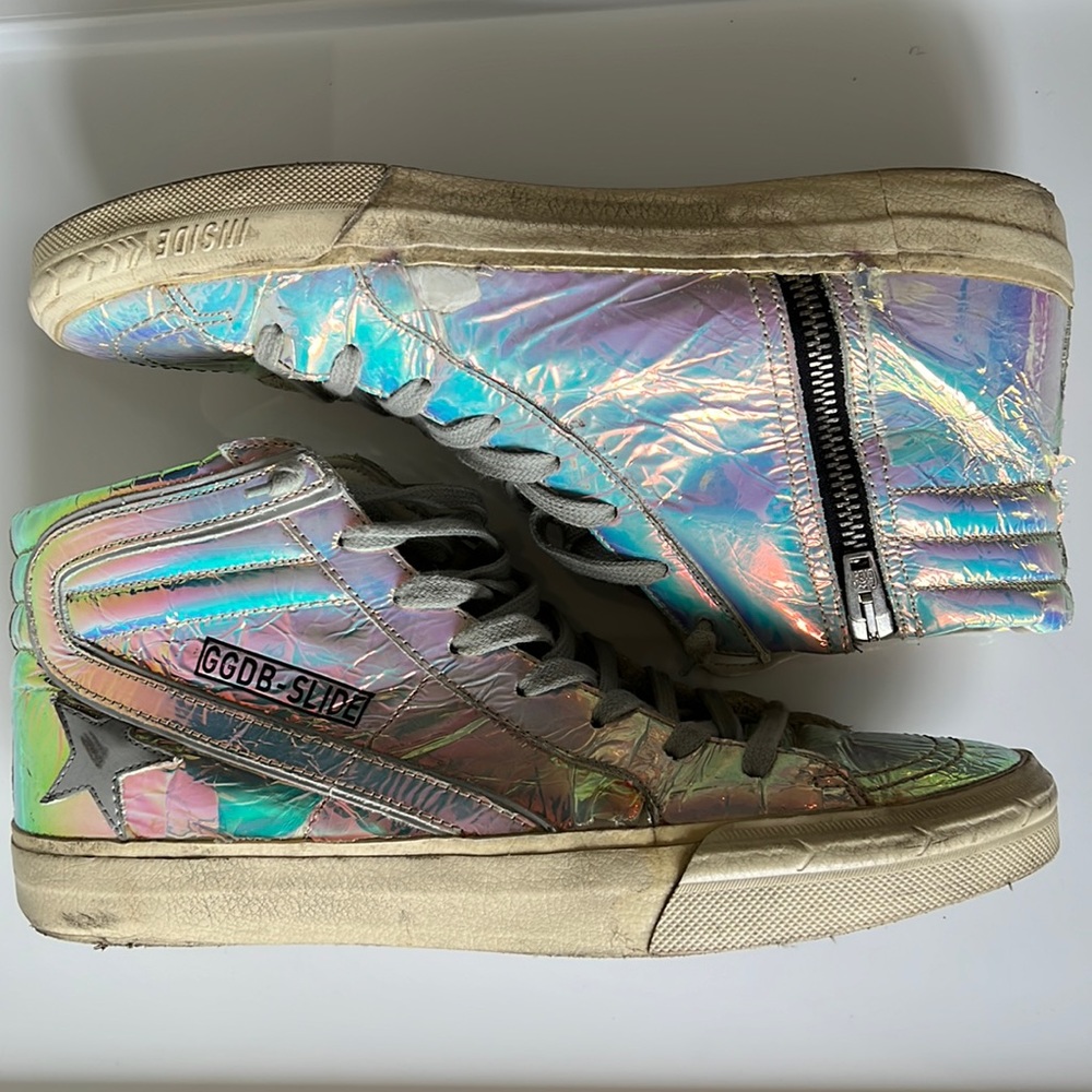 Golden Goose Slide Holographic High Top Sneakers